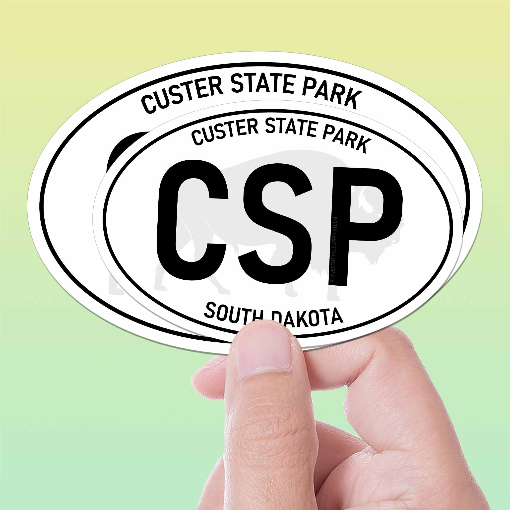 Custer State Park South Dakota White Oval Sticker