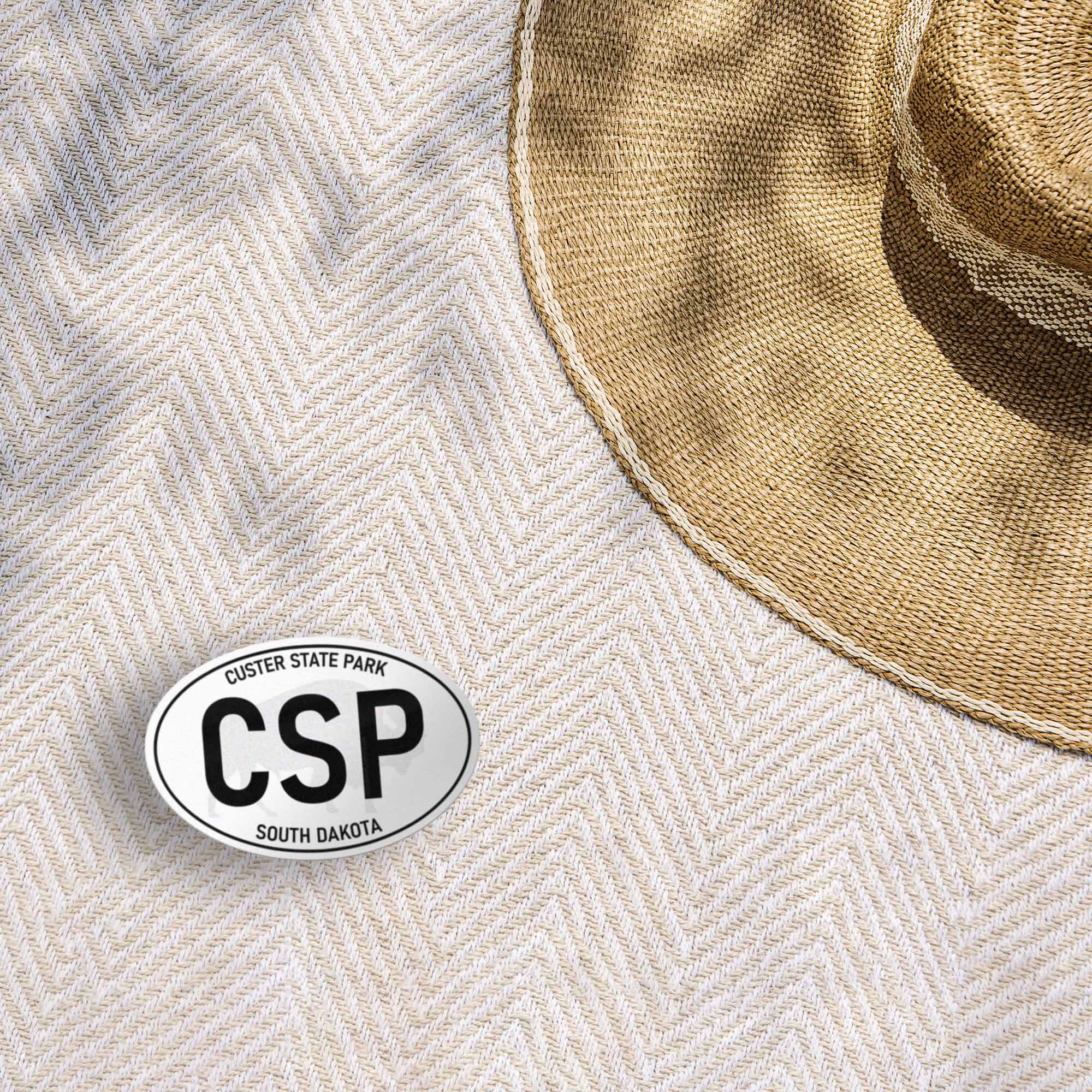 Custer State Park South Dakota White Oval Sticker