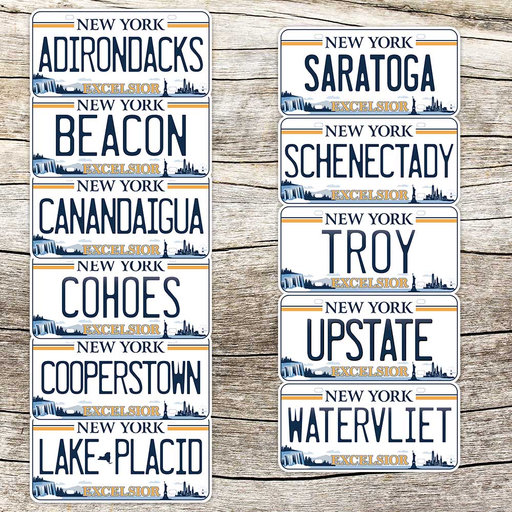 New York License Plate Sticker - Choose from 25+ NY Cities