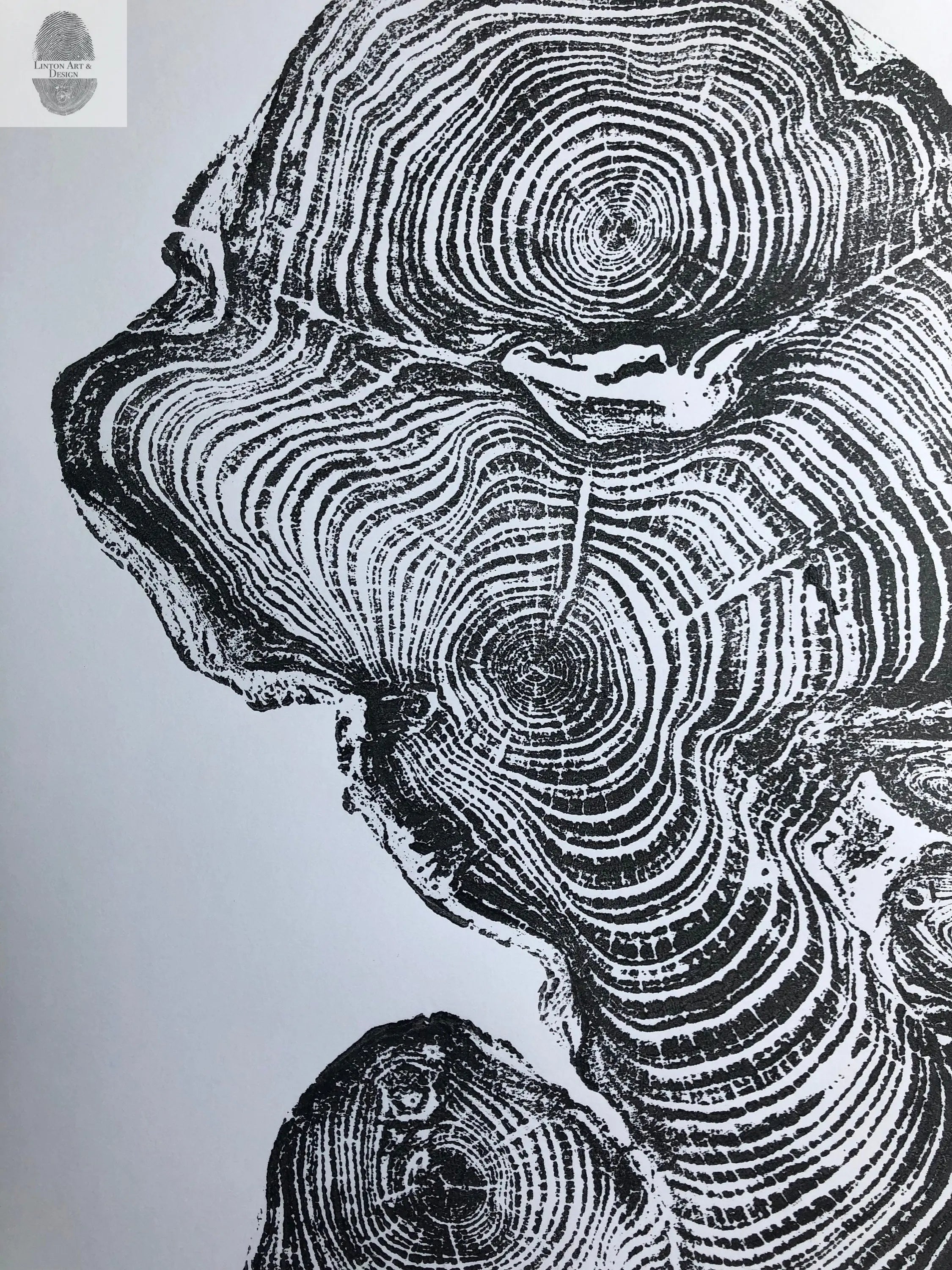 Cypress from Ireland, Tree ring art print, Tree stump print, first anniversary gift, 18x24 inch woodcut, fifth anniversary gift, Linton Art
