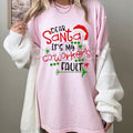 "Dear Santa It's My Coworker's Fault" T-Shirt - Funny Office Christmas Gift Women Plus Size, Santa Hat Print Holiday Tee, Workplace Humor Apparel