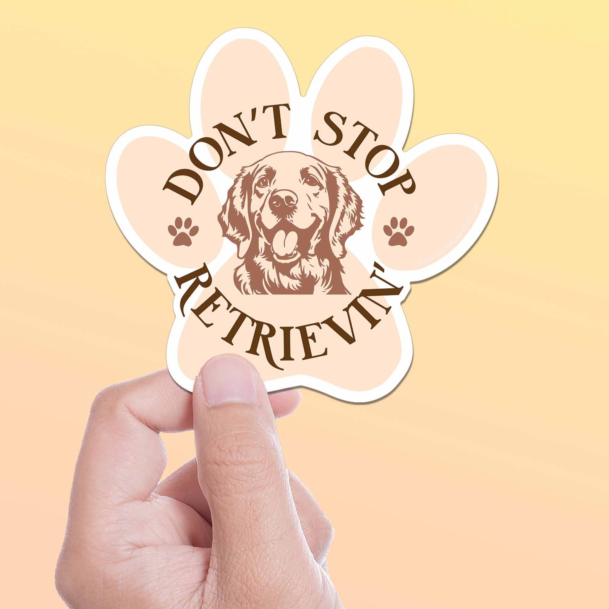 Don't Stop Retrievin' - Cute Golden Retriever Dog Sticker