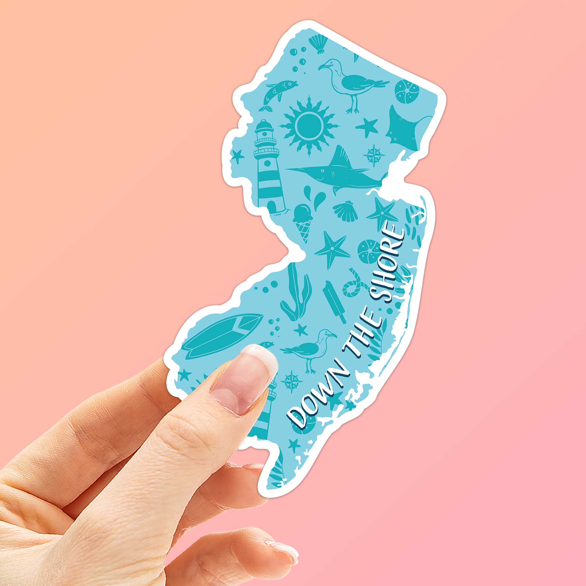 Blue Down the Shore NJ Sticker