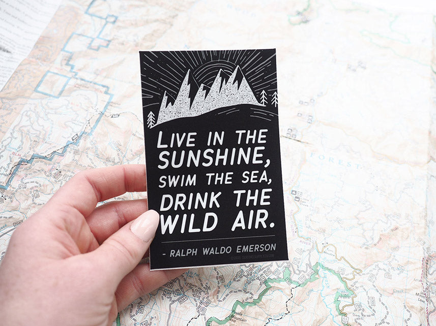Emerson Quote Sticker - Black Rectangular