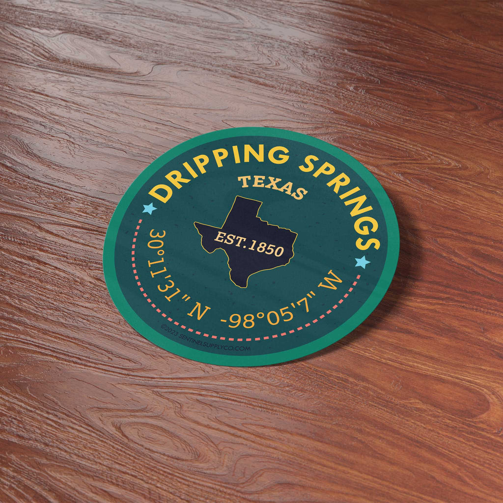 Dripping Springs Texas Coordinates Sticker