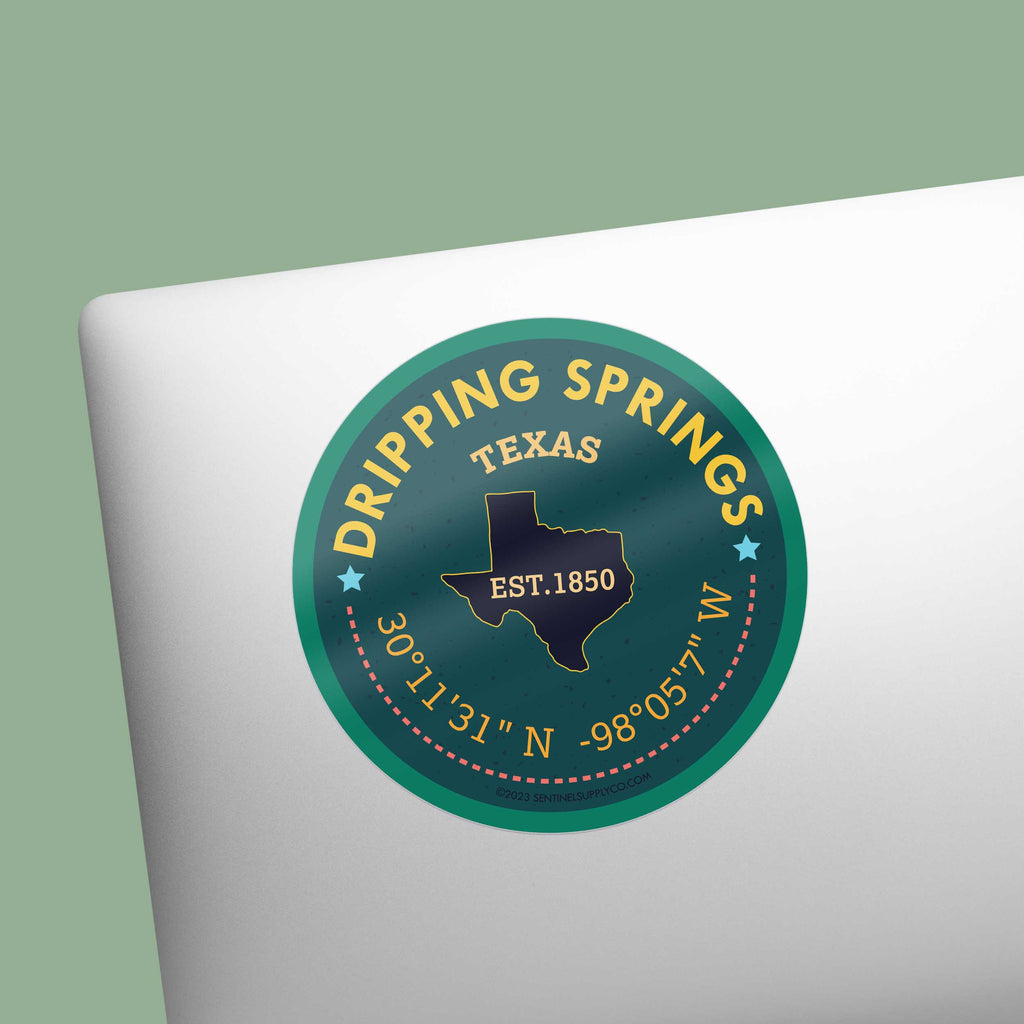 Dripping Springs Texas Coordinates Sticker