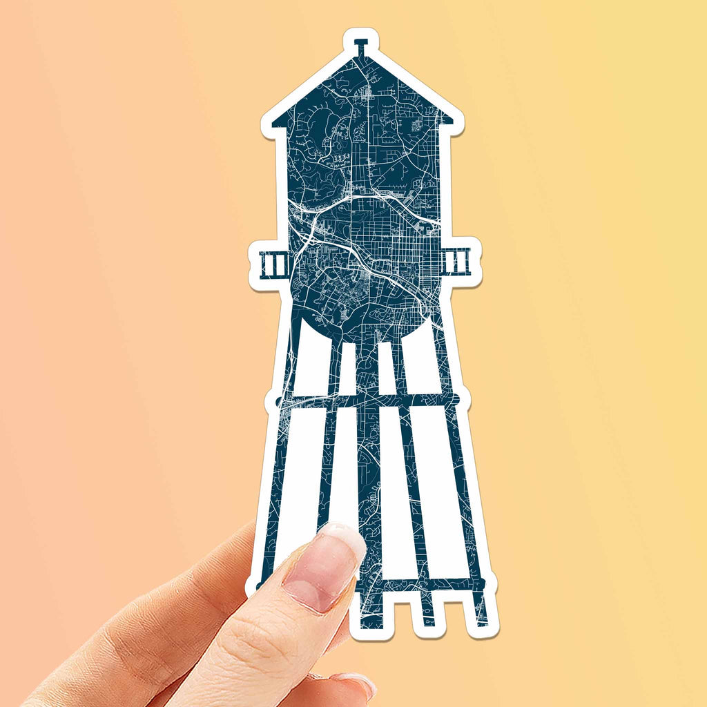 Blue Water Tower Durham North Carolina Map Sticker - Cool NC Decal