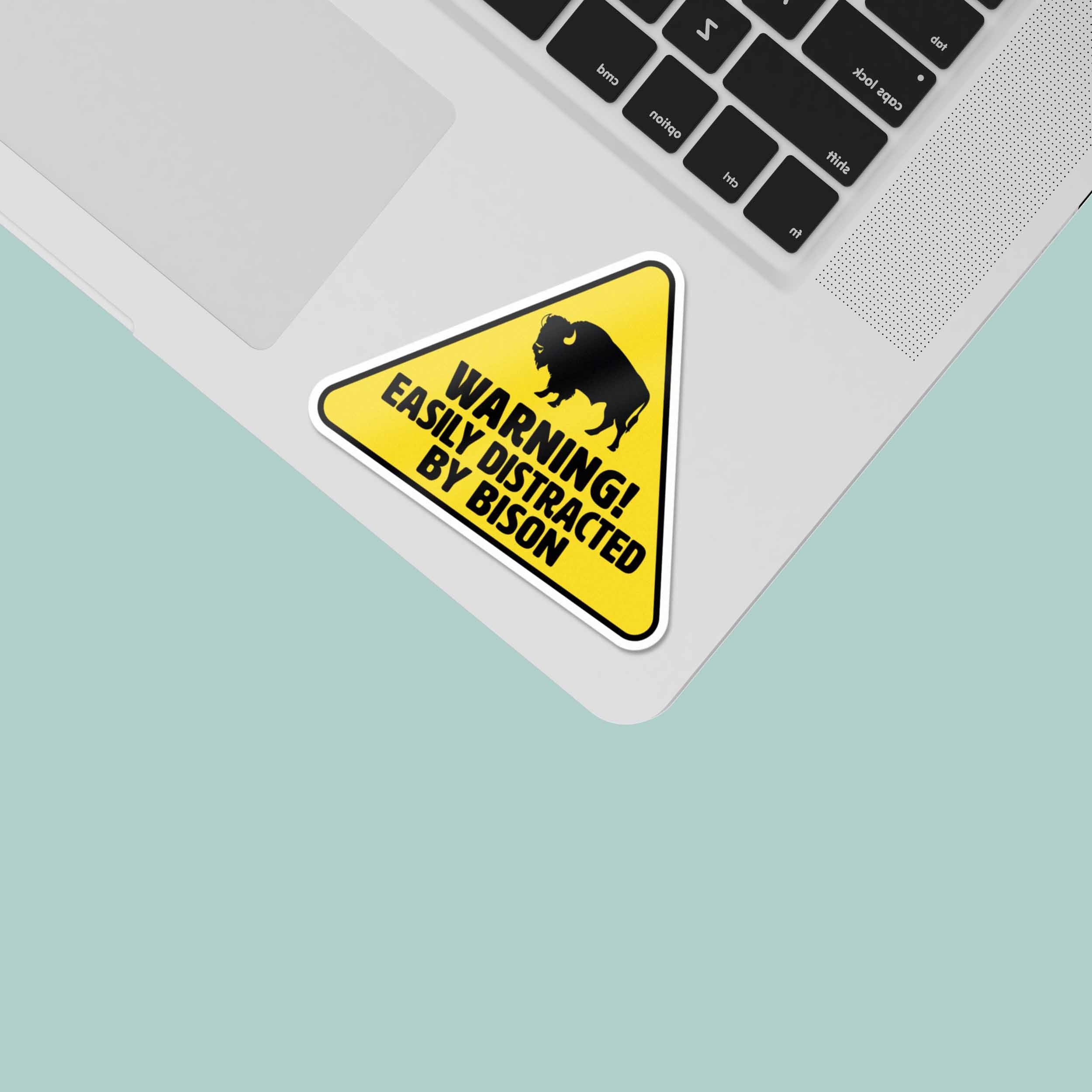 Easily Distracted by Bison Sticker - Funny Buffalo Gift