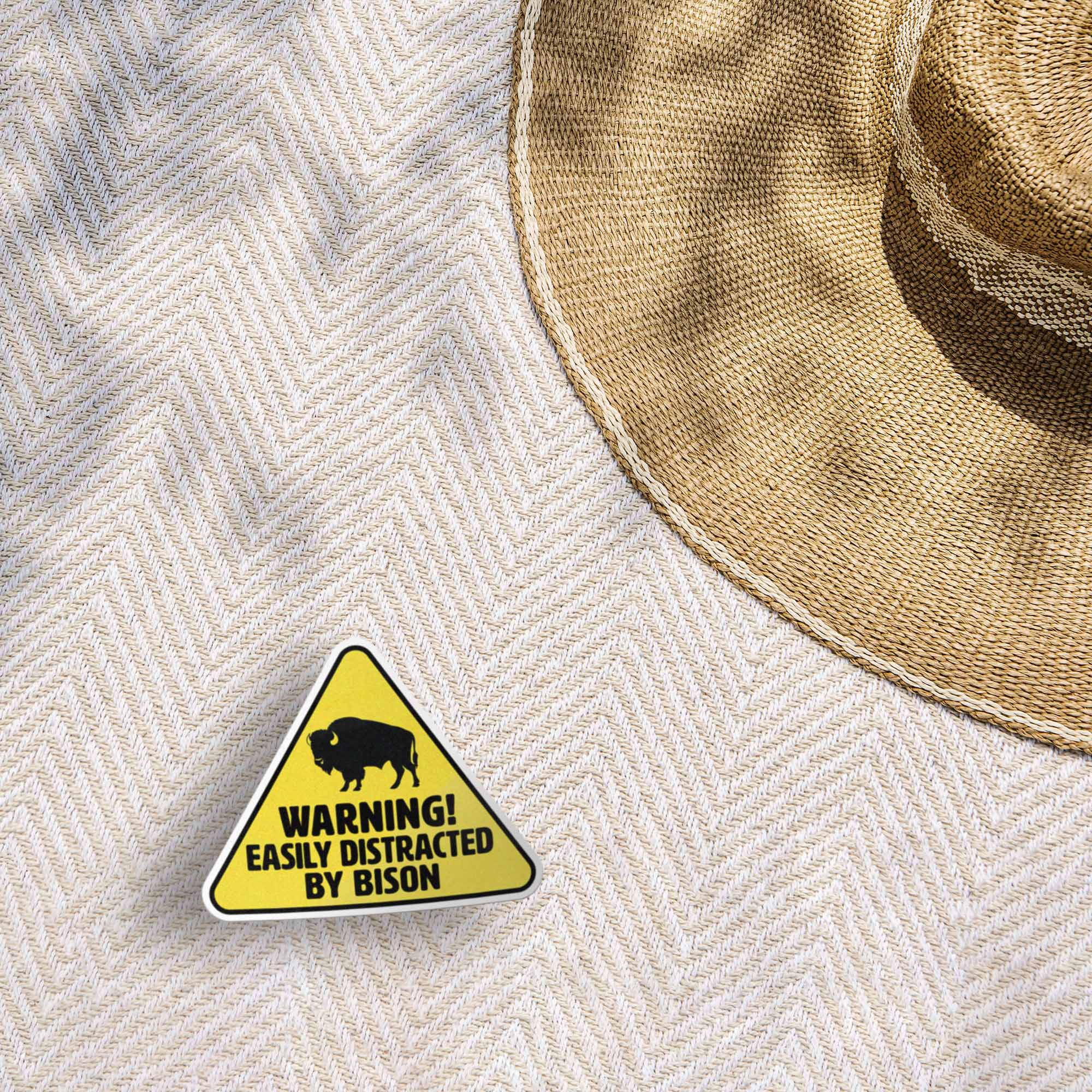 Easily Distracted by Bison Sticker - Funny Buffalo Gift