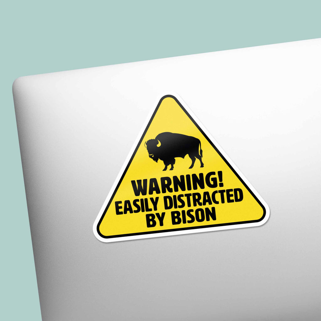 Easily Distracted by Bison Sticker - Funny Buffalo Gift