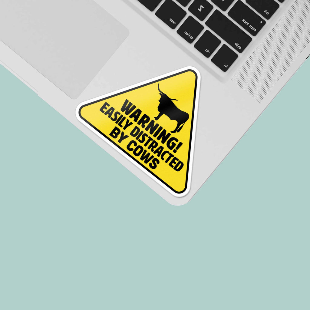 Easily Distracted by Cows Longhorn Sticker - Funny Texas Farm Decal