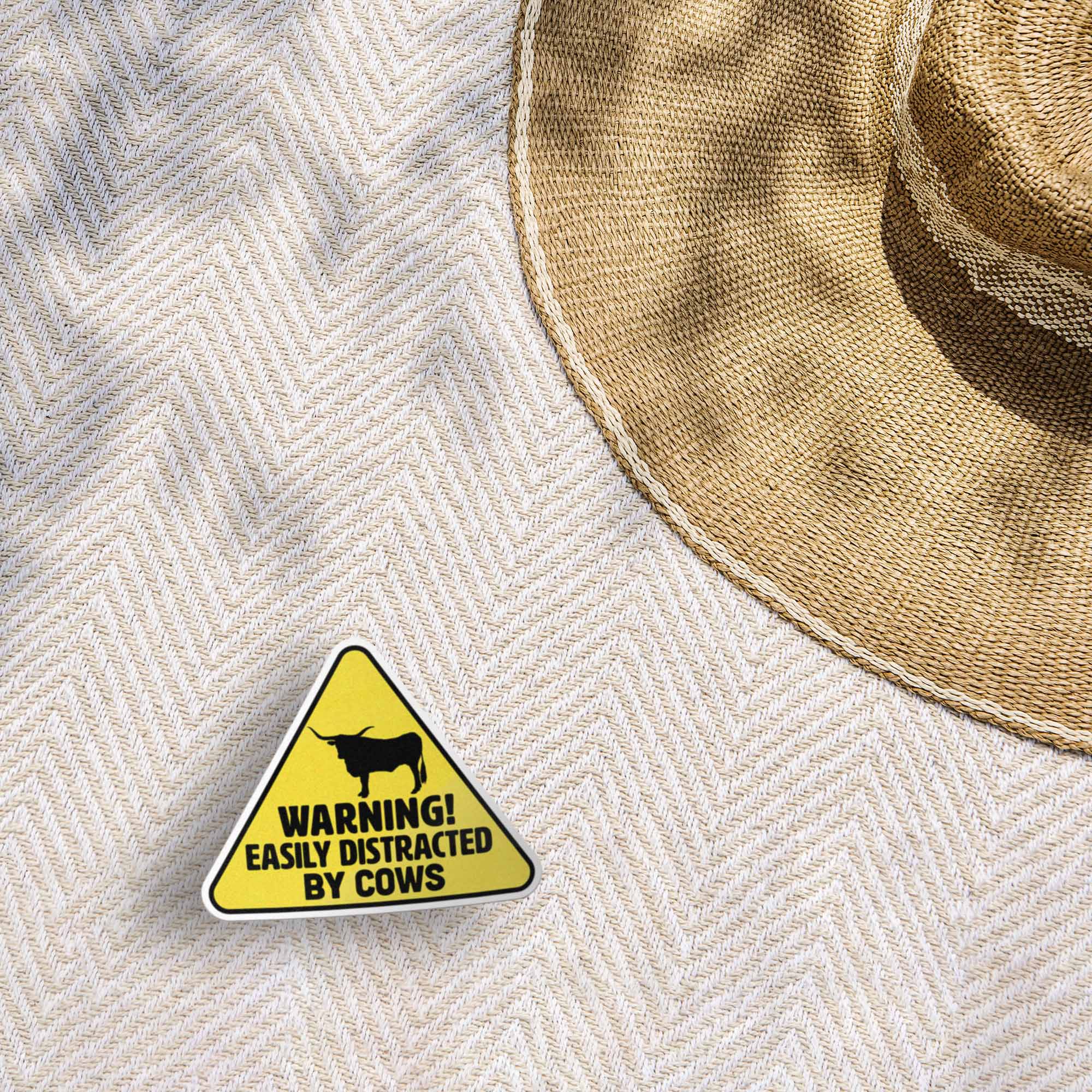 Easily Distracted by Cows Longhorn Sticker - Funny Texas Farm Decal