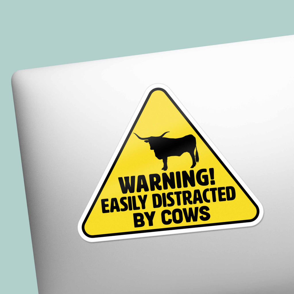 Easily Distracted by Cows Longhorn Sticker - Funny Texas Farm Decal