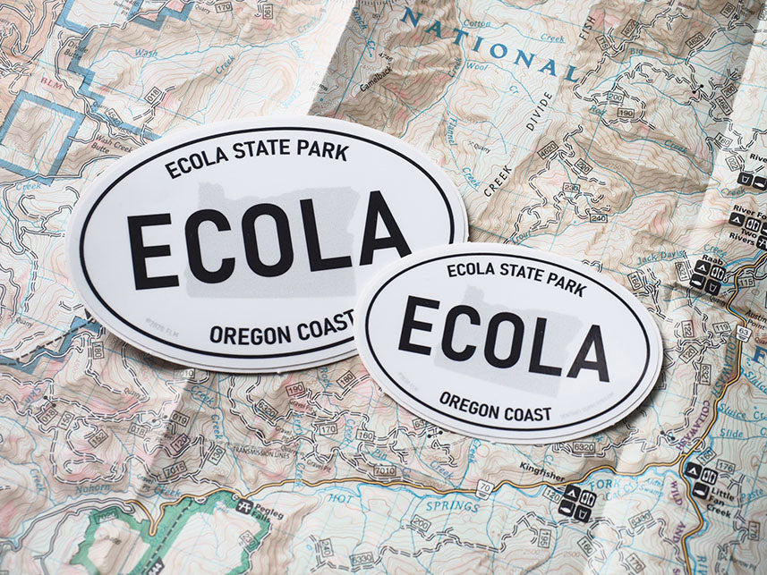 Ecola State Park Oregon White Oval Bumper Sticker