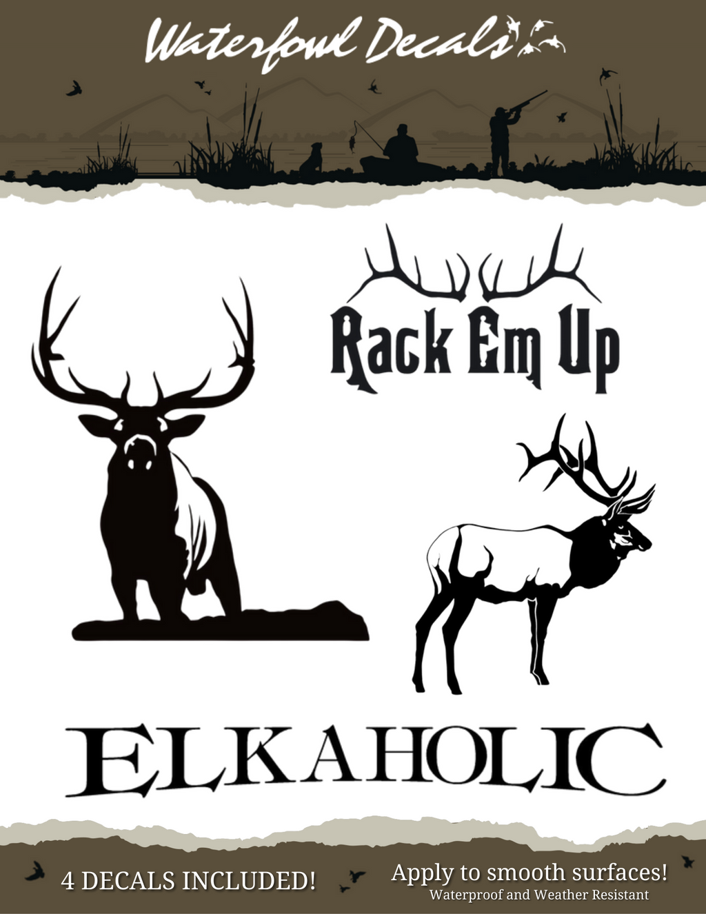 Waterfowl Decals Ultimate 5pc Elk Stickers