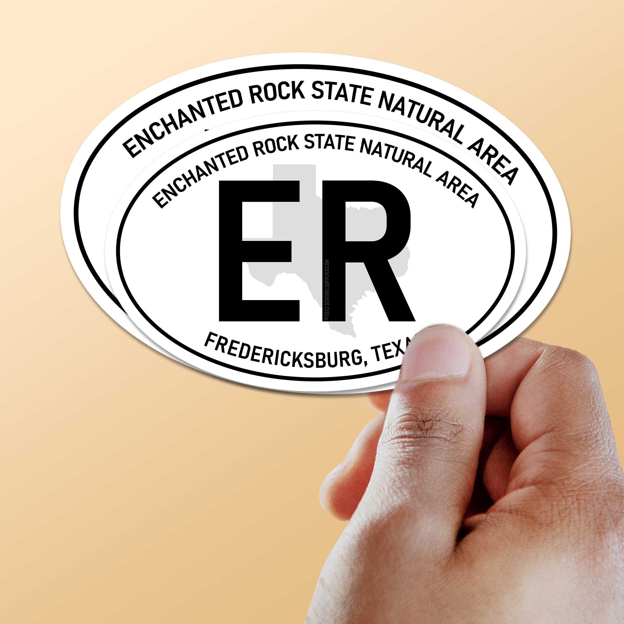 Enchanted Rock Texas White Oval Sticker
