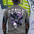 F-CAW-F "Mortality Call" T-Shirt - Gothic Crow and Skull Print, Men's Dark Mystique Graphic Tee, Edgy Unisex Apparel