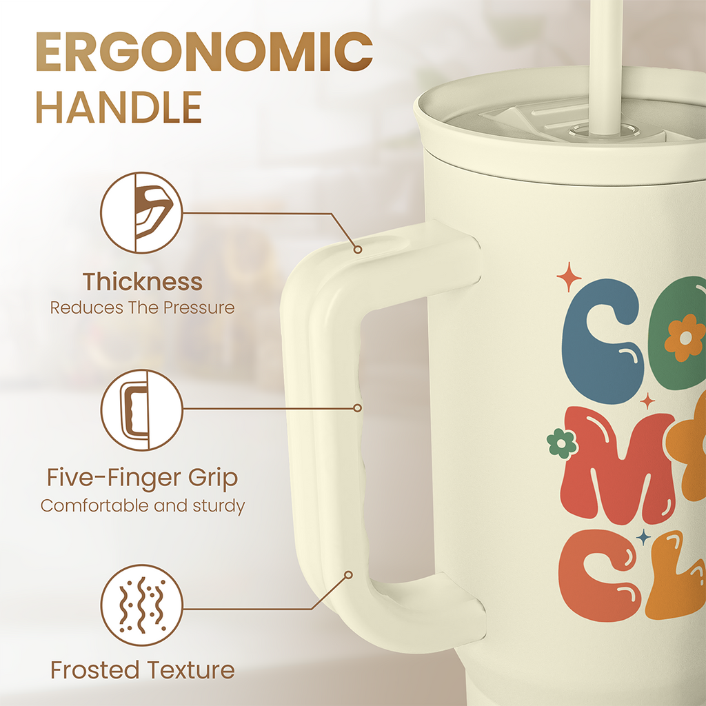 Beige Cool Mom Club Slidemate | Slider Tumbler with Handle 40oz