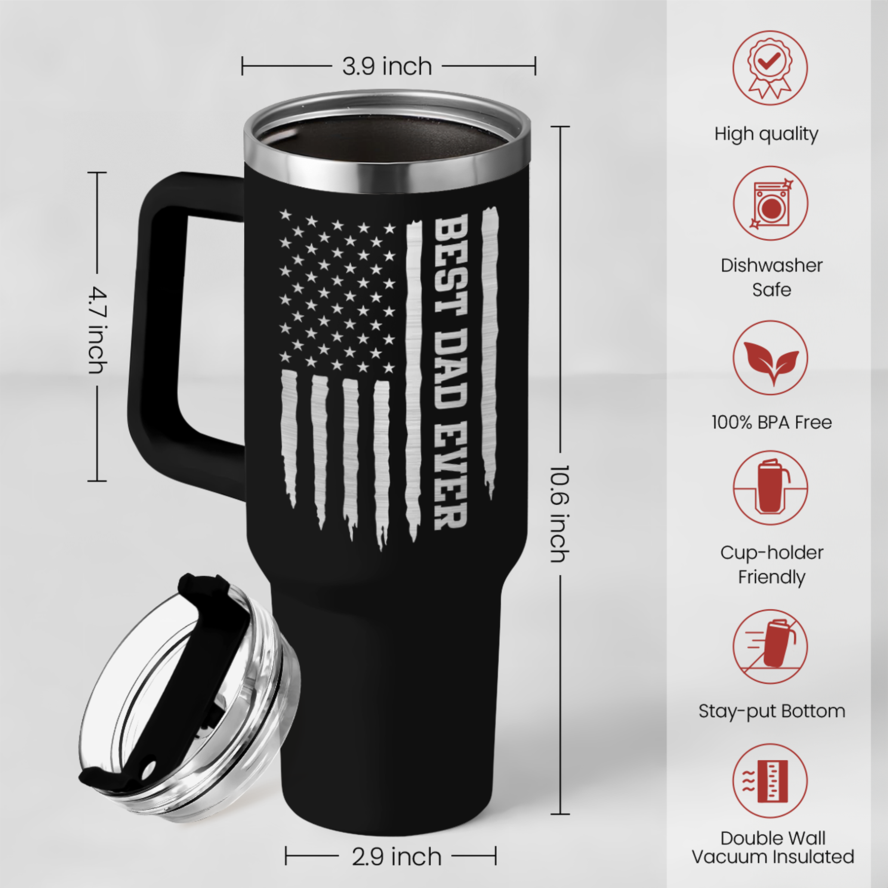 Best Dad Ever Quencher Tumbler with Handle 40oz