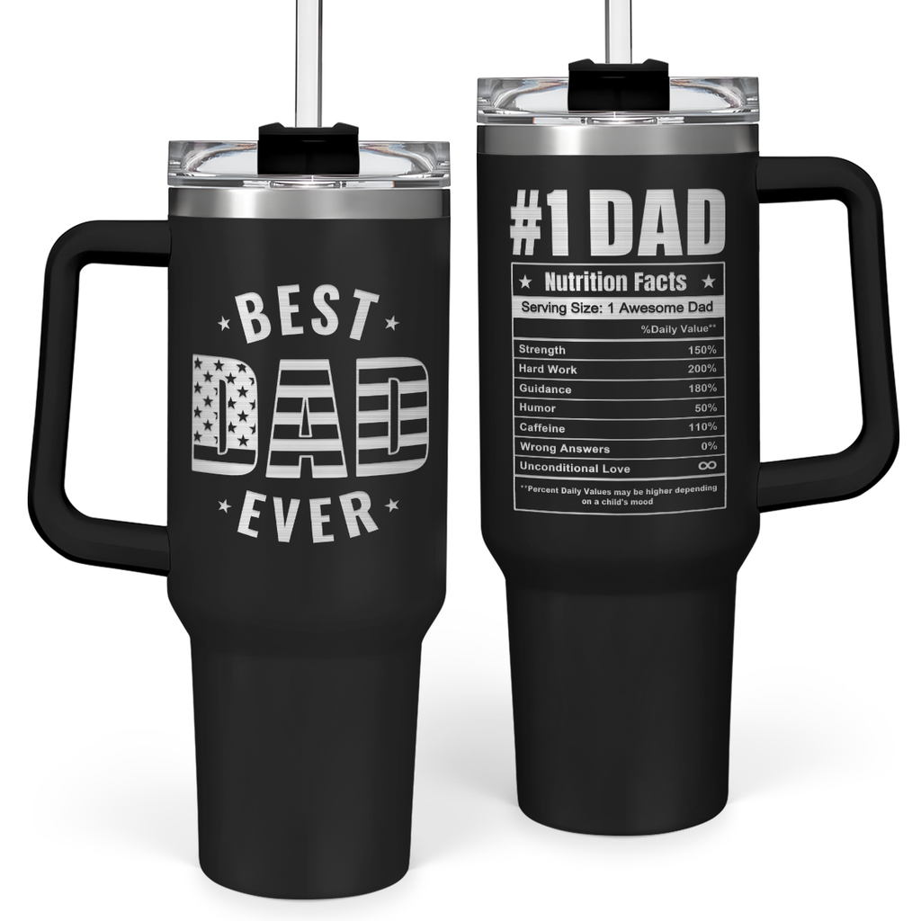 Black Best Dad Ever Quencher Tumbler with Handle 40oz