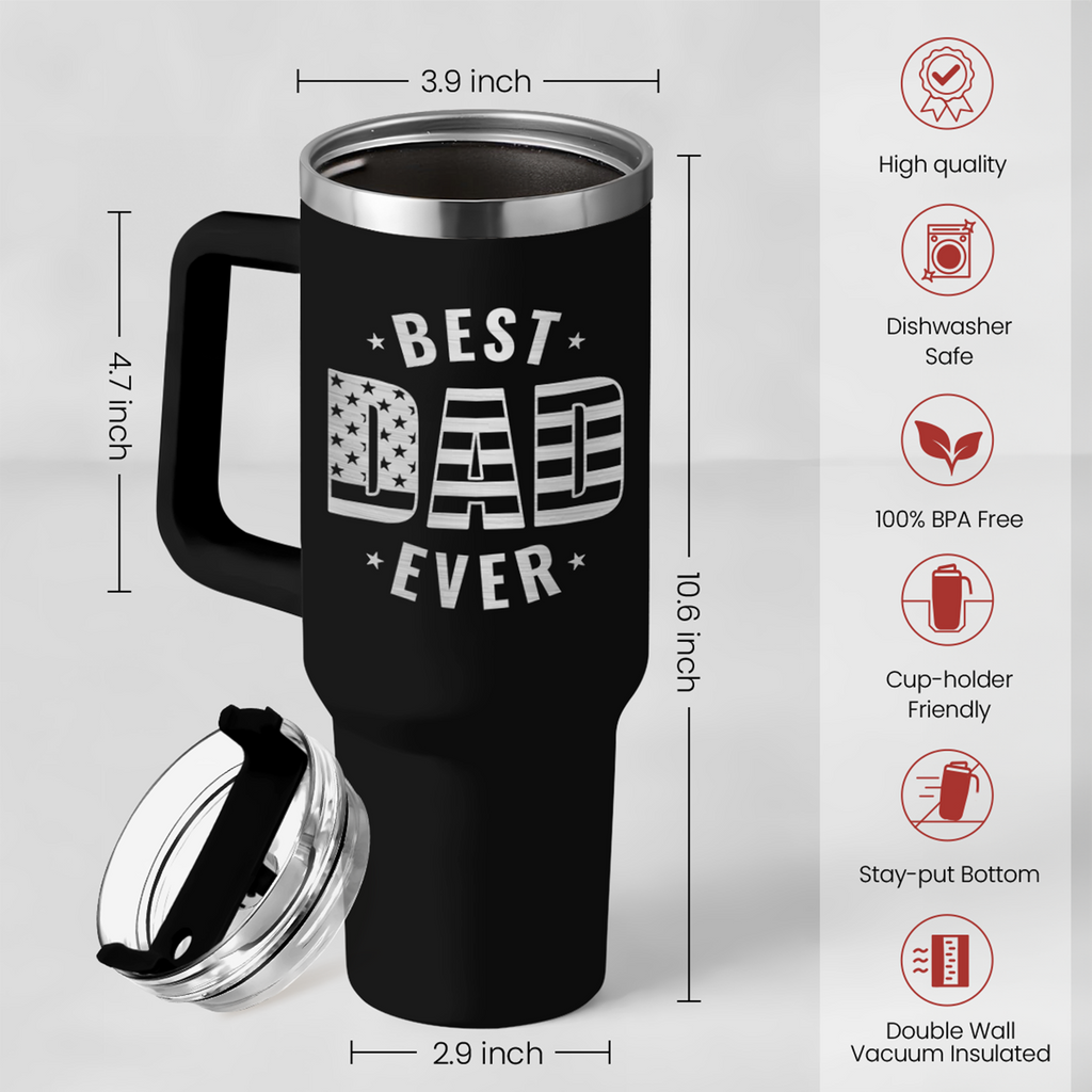 Black Best Dad Ever Quencher Tumbler with Handle 40oz