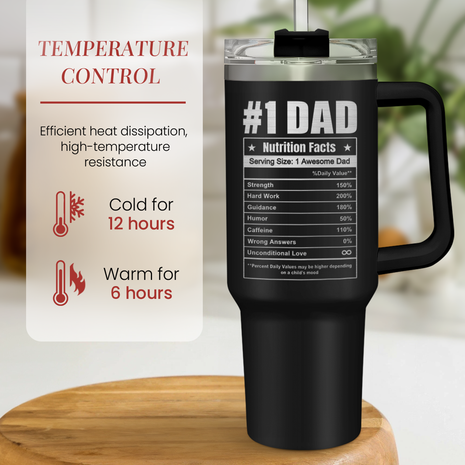 Black Best Dad Ever Quencher Tumbler with Handle 40oz