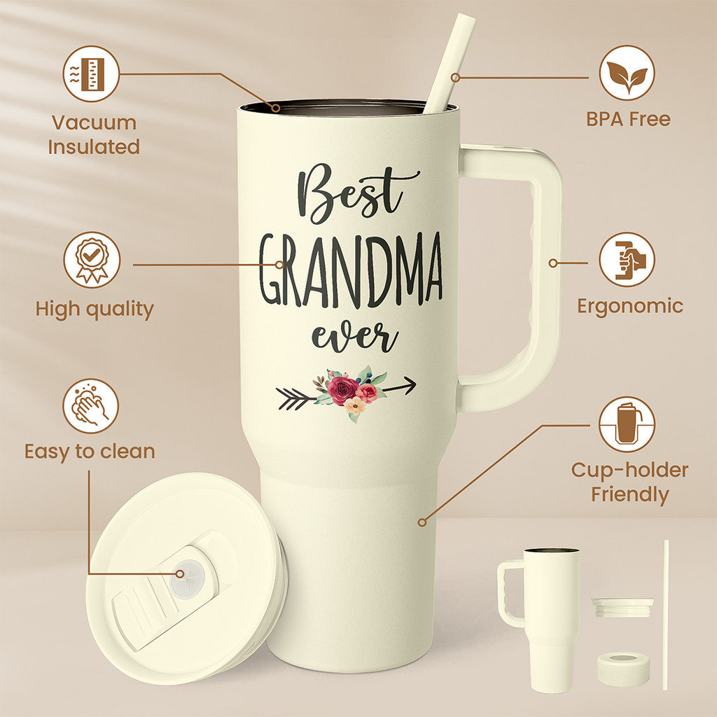 Beige Grandma Slidemate | Slider Tumbler with Handle 40oz