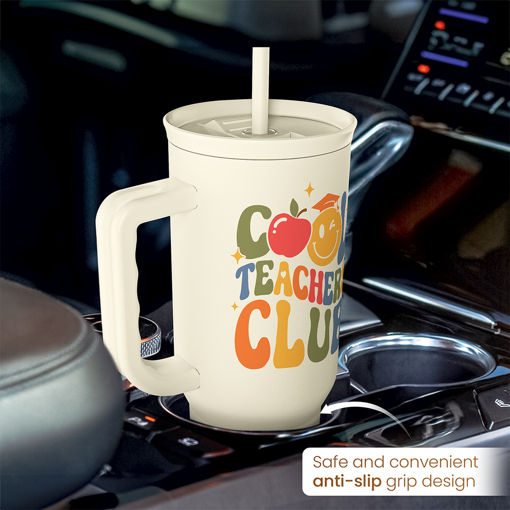 Beige Teacher Slidemate | Slider Tumbler with Handle 40oz