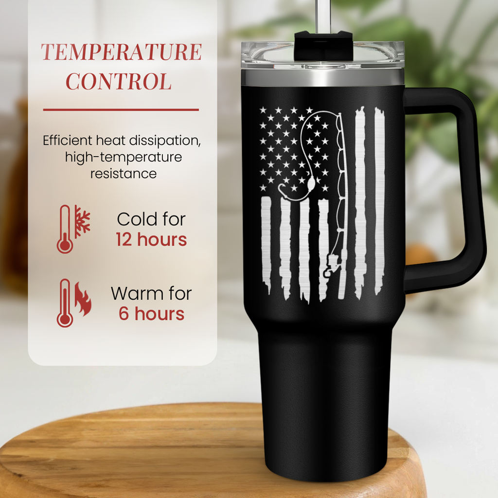 Black Fishing Quencher Tumbler with Handle 40oz