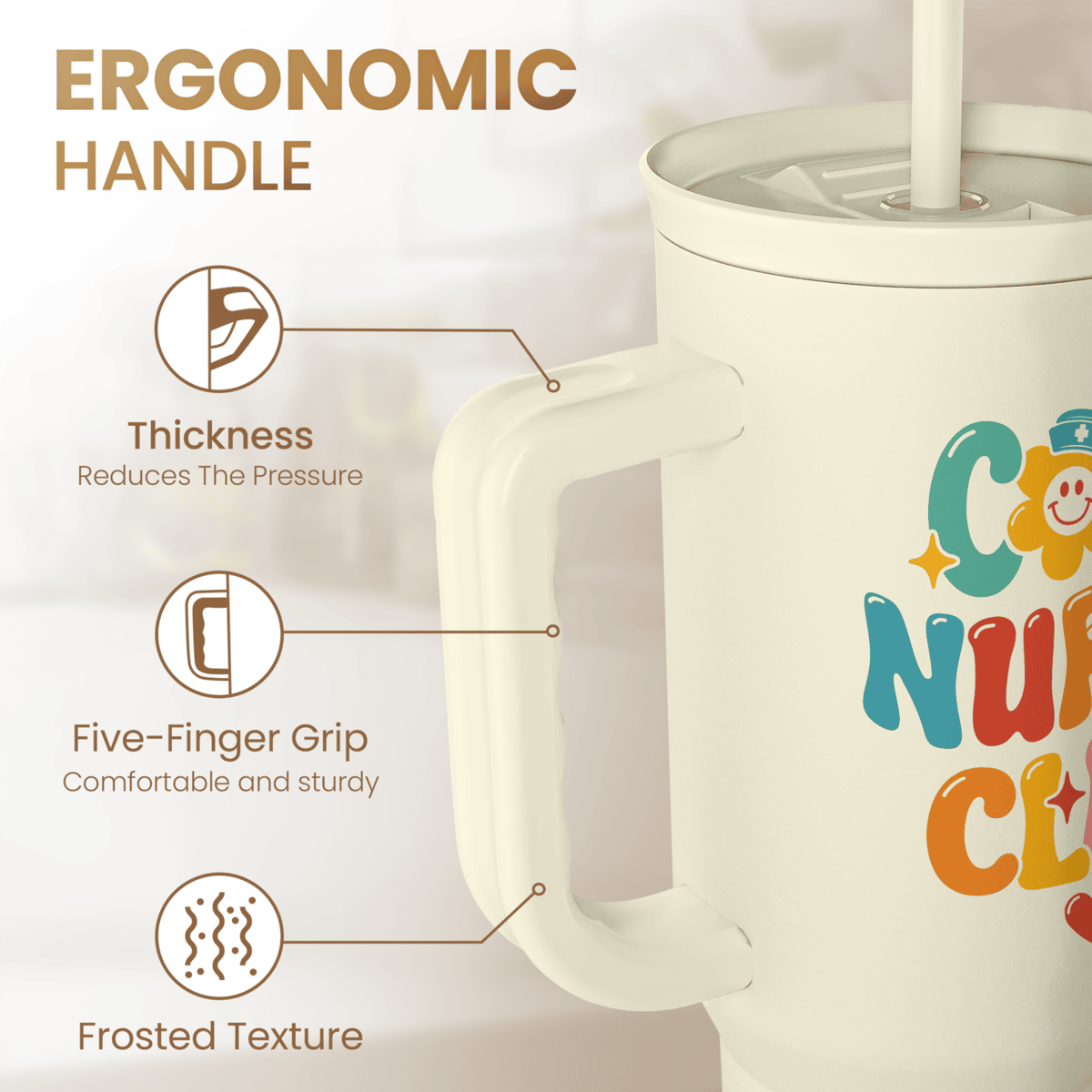 Beige Nurse Slidemate | Slider Tumbler with Handle 40oz