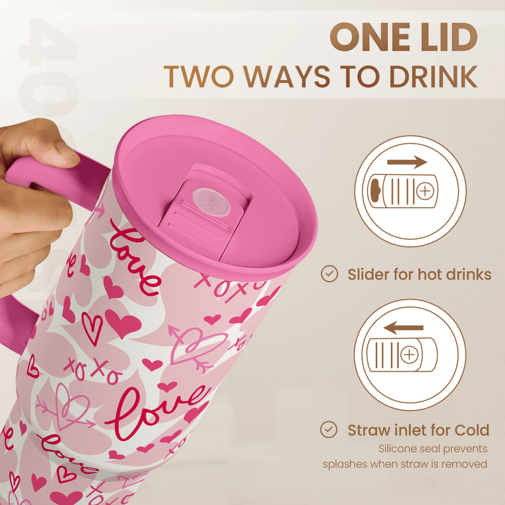 Pink Love Slidemate | Slider Tumbler with Handle 40oz