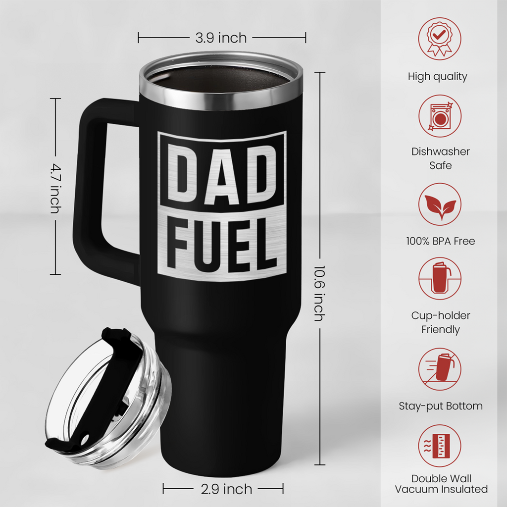 Black Dad Fuel Quencher Tumbler with Handle 40oz