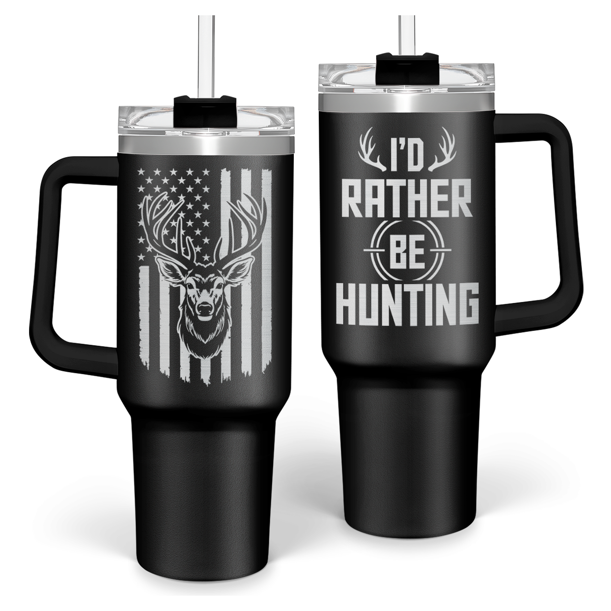 Black Hunting Quencher Tumbler with Handle 40oz