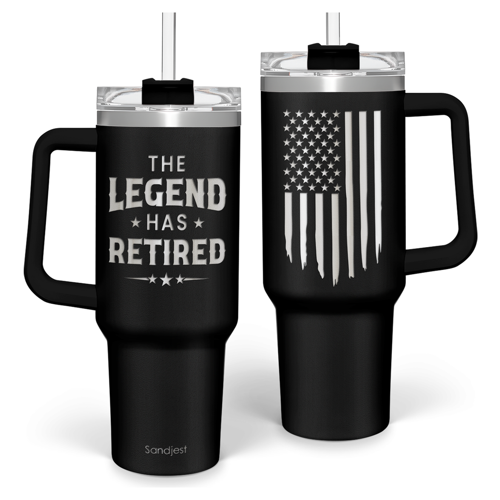 Black Retirement Quencher Tumbler with Handle 40oz