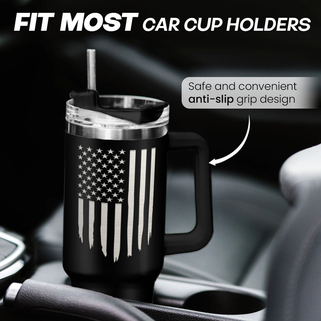 Black Retirement Quencher Tumbler with Handle 40oz