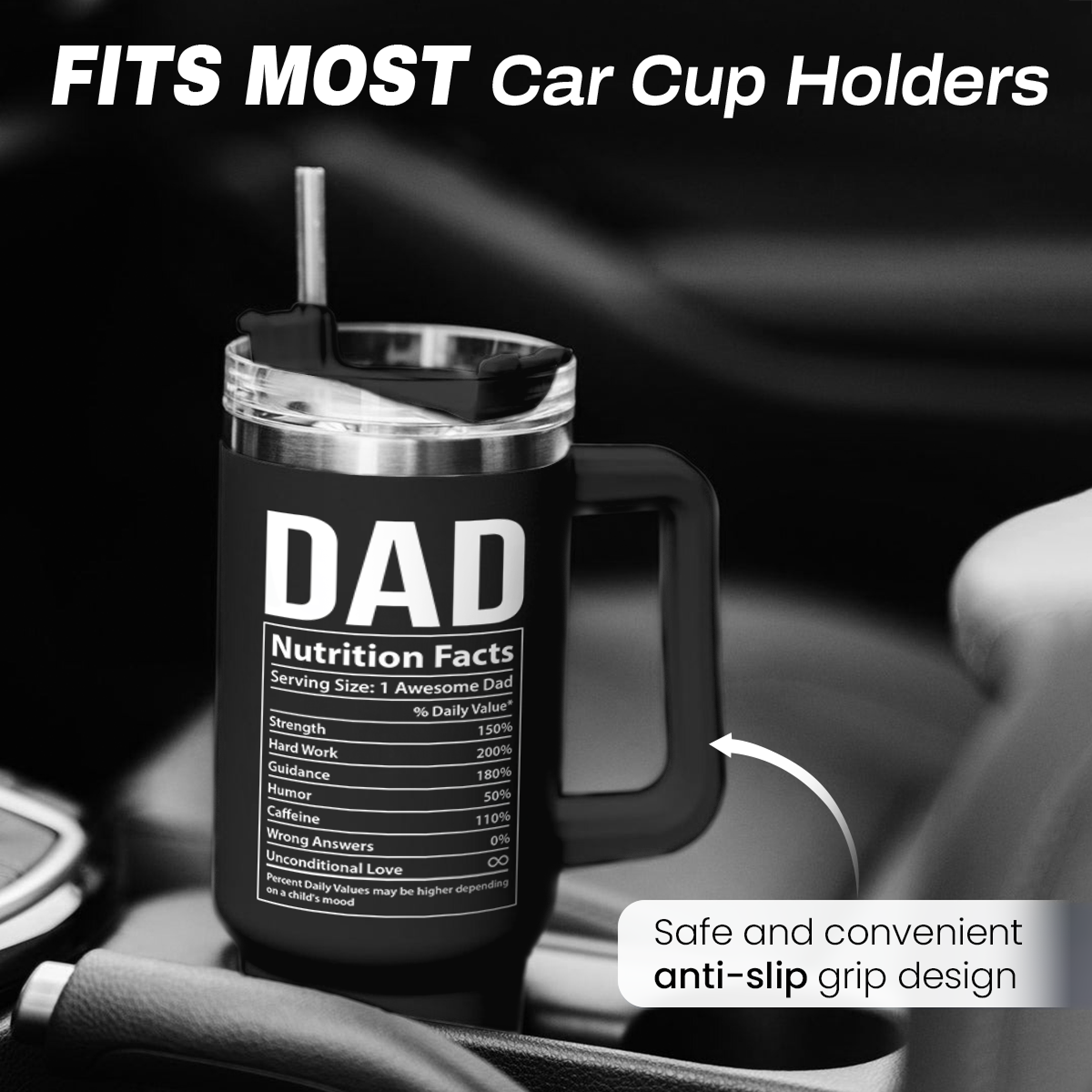 Black Best Dad Ever Quencher Tumbler with Handle 40oz