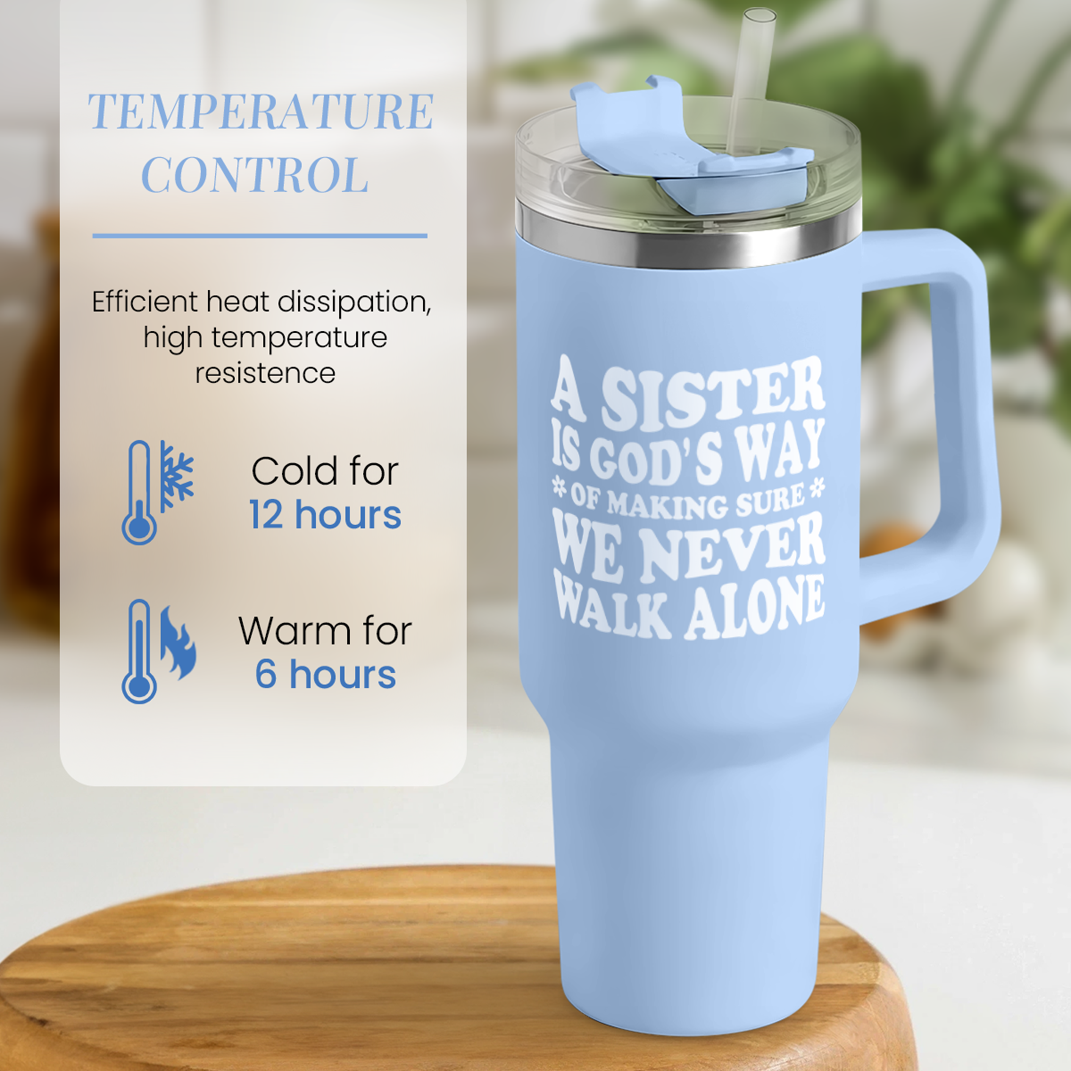Blue Sister Quencher Tumbler with Handle 40oz