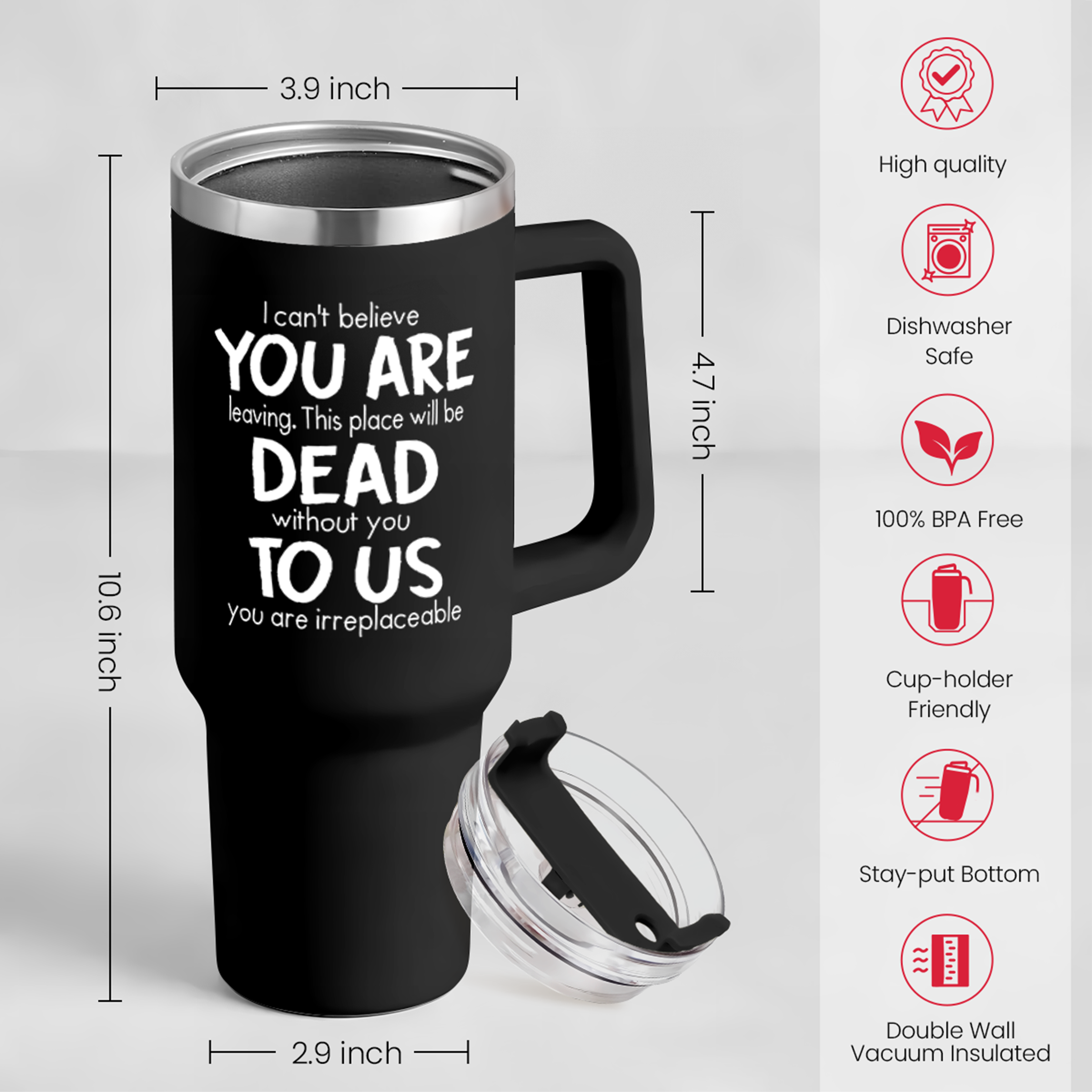 Black Coworker Quencher Tumbler with Handle 40oz