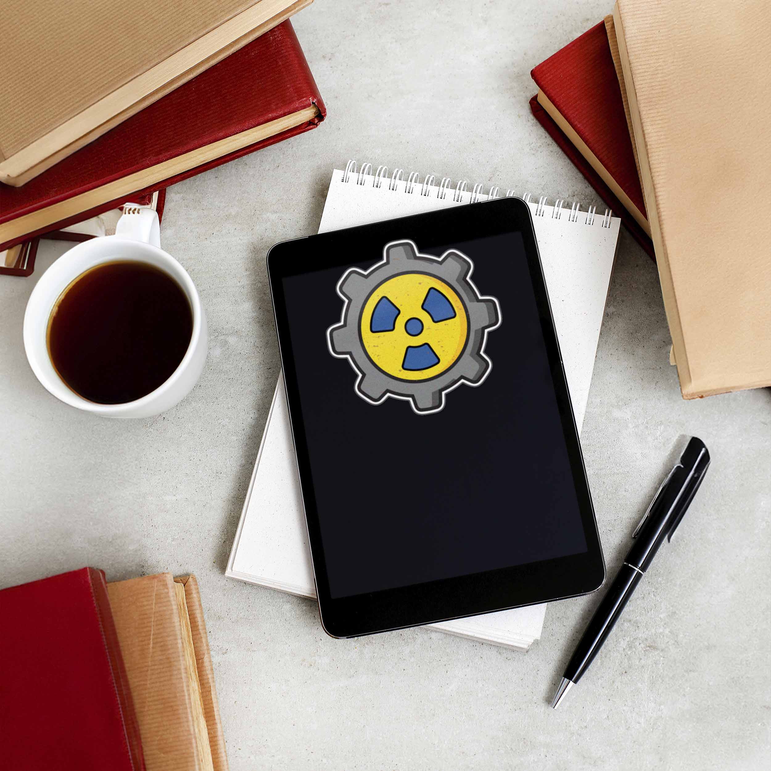 Nuclear Gear Post Apocalyptic Gaming Sticker - Cool Video Game Decal for Laptop