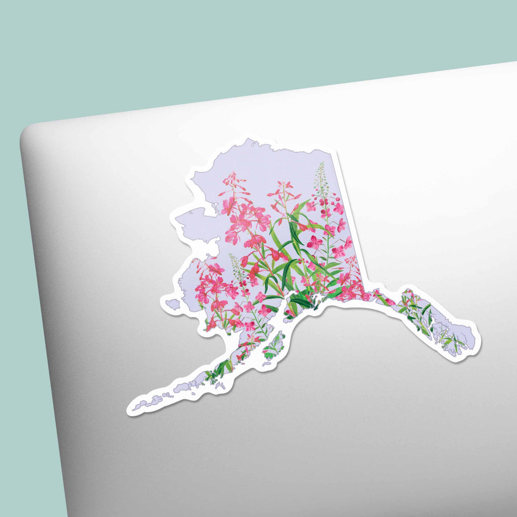 Alaska Map Fireweed Sticker