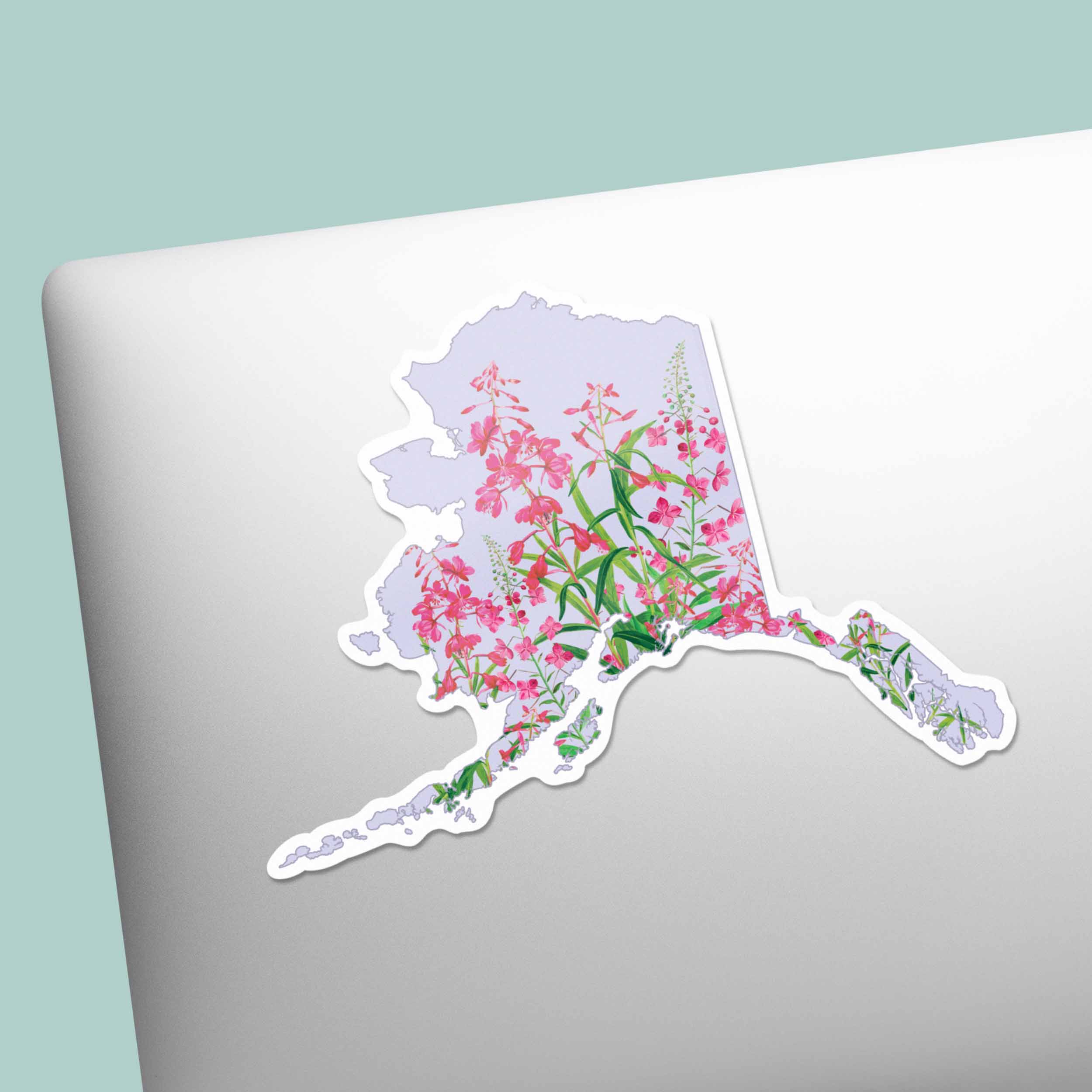 Alaska Map Fireweed Sticker