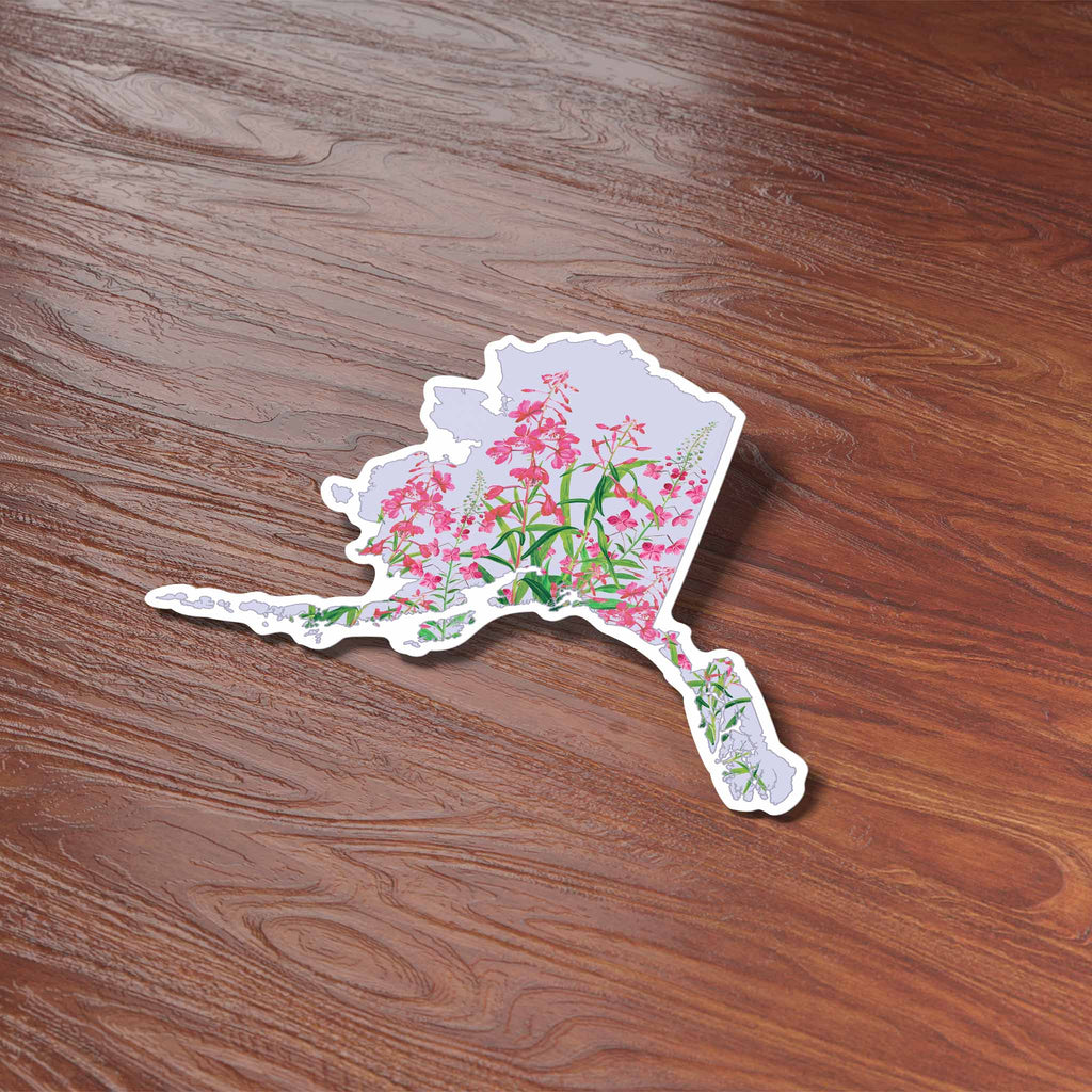 Alaska Map Fireweed Sticker