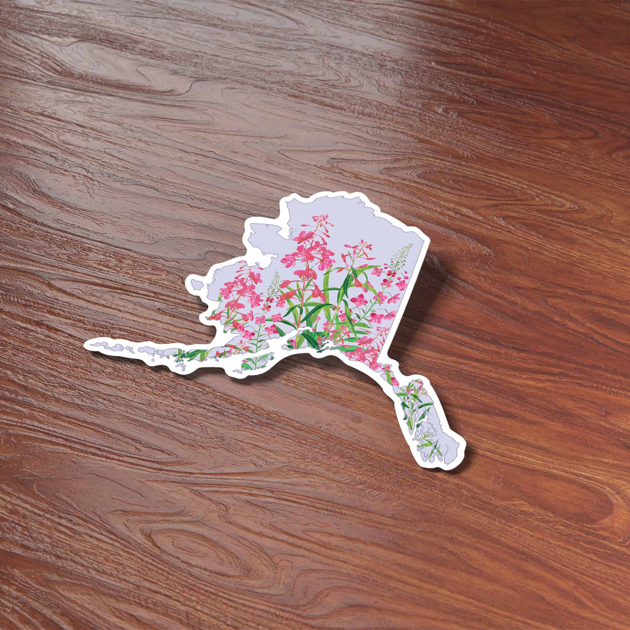 Alaska Map Fireweed Sticker
