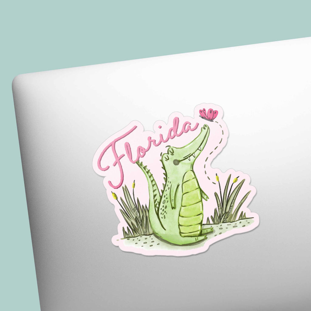Pink Florida Gator Sticker - Cute FL Decals