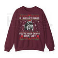 Funny Christmas Raccoon Sweatshirt: "You’re High On My Naughty List" Pullover, Retro Holiday Humor Jumper, Trash Panda Gift