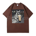 Funny Raccoon Drinking Iced Coffee T-Shirt - Caffeinated Trash Panda Graphic Tee, Relatable Iced Coffee Lover Shirt, Premium Heavyweight Unisex Animal Humor Top, Cute Sarcastic Raccoon Gift, Trendy Caffeinated Animal Streetwear