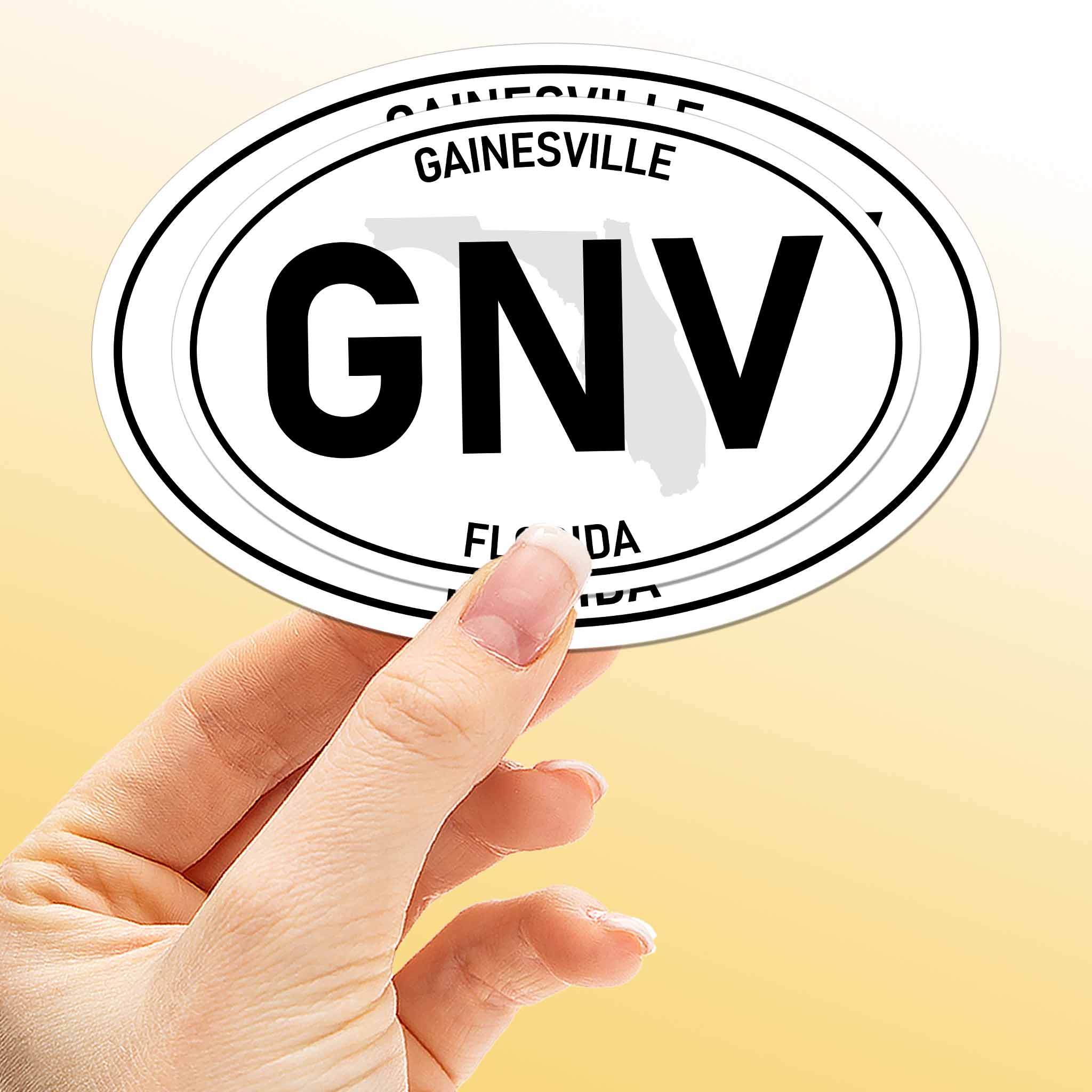 Gainesville Florida White Oval Bumper Sticker - Cool FL Decals