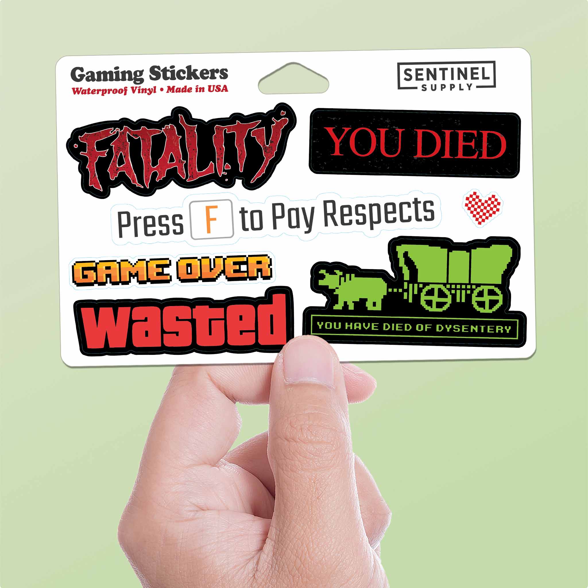 Video Game Sticker Sheet - Set of 7 Mini Funny Gaming Decals