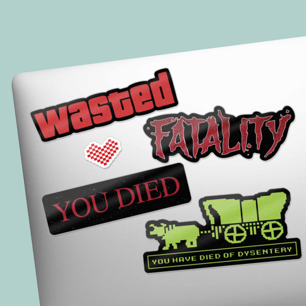 Video Game Sticker Sheet - Set of 7 Mini Funny Gaming Decals