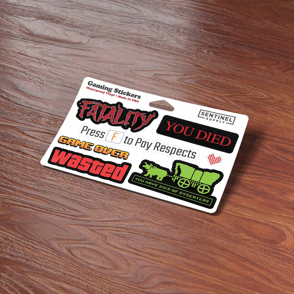 Video Game Sticker Sheet - Set of 7 Mini Funny Gaming Decals